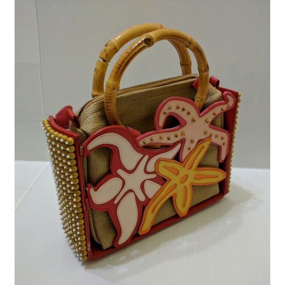 Michael Simon Sea Star Beaded Bag Purse Satchel - Picture 2 of 9